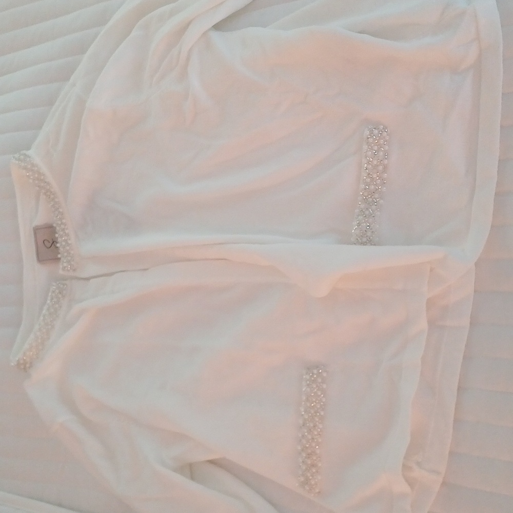 Elegant White Beaded Women's Cardigan Sioni